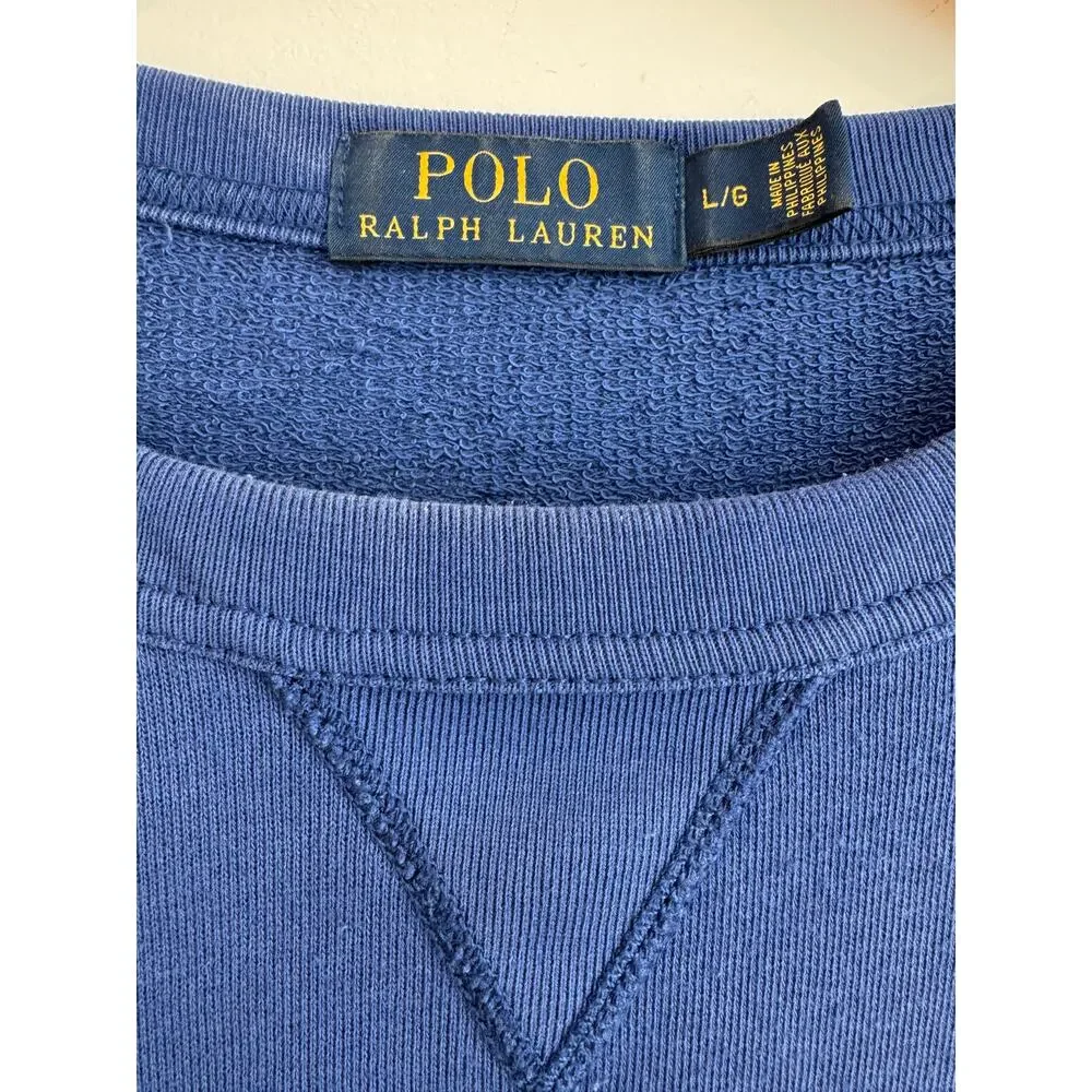 Polo Ralph Lauren Men's Blue Crewneck Sweatshirt Red Pony Size Large
